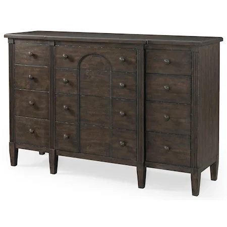 Transitional 12 Drawer Dresser with AC Outlets